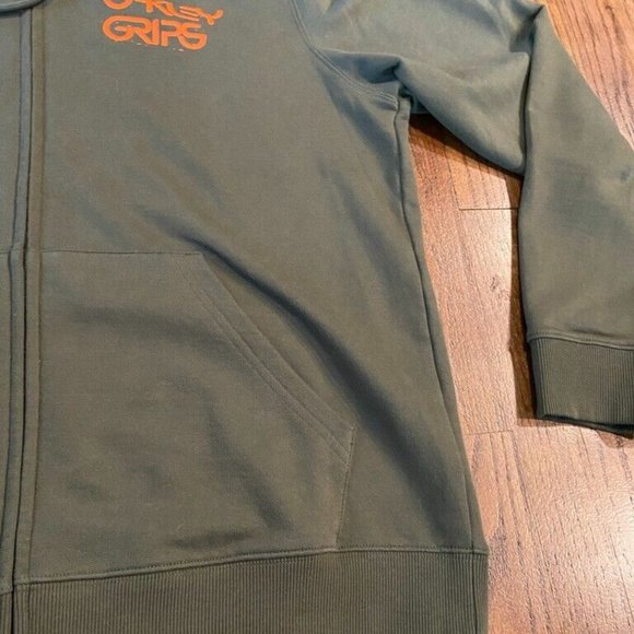 OAKLEY GRIPS Men's Zip Up Hoodie Sweatshirt Size XL XLarge Green Colored - Picture 2 of 7